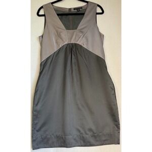 Banana Republic Dress Women 10 Gray Pencil Dress Sleeveless V Neck  Back Zip